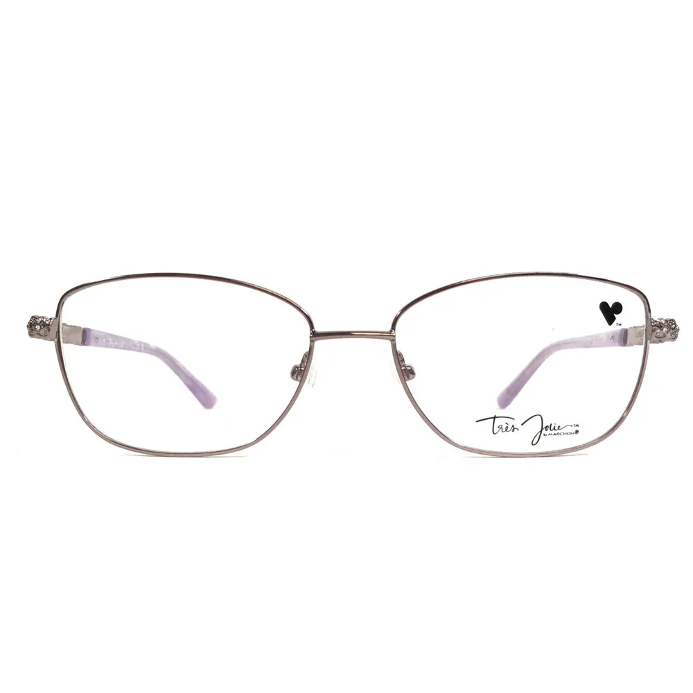 Tres Jolie Eyeglasses Frames 196 533 Purple Pink Wire Rim Crystals 55-17-140
